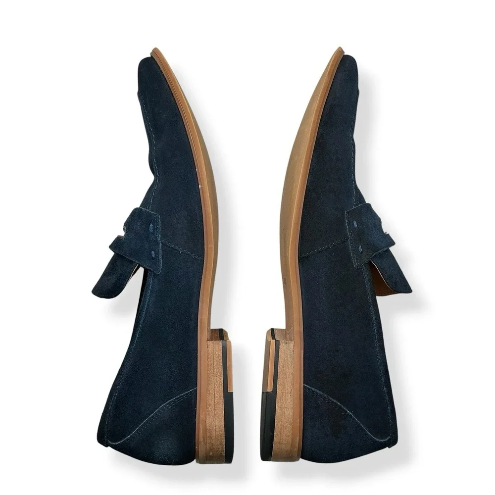 Stacy Adams Penny Loafers Mens 12M Blue Suede Leather Colfax Moc Toe